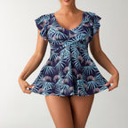 Women's Swimsuit with Ruffle Design and Floral Pattern
