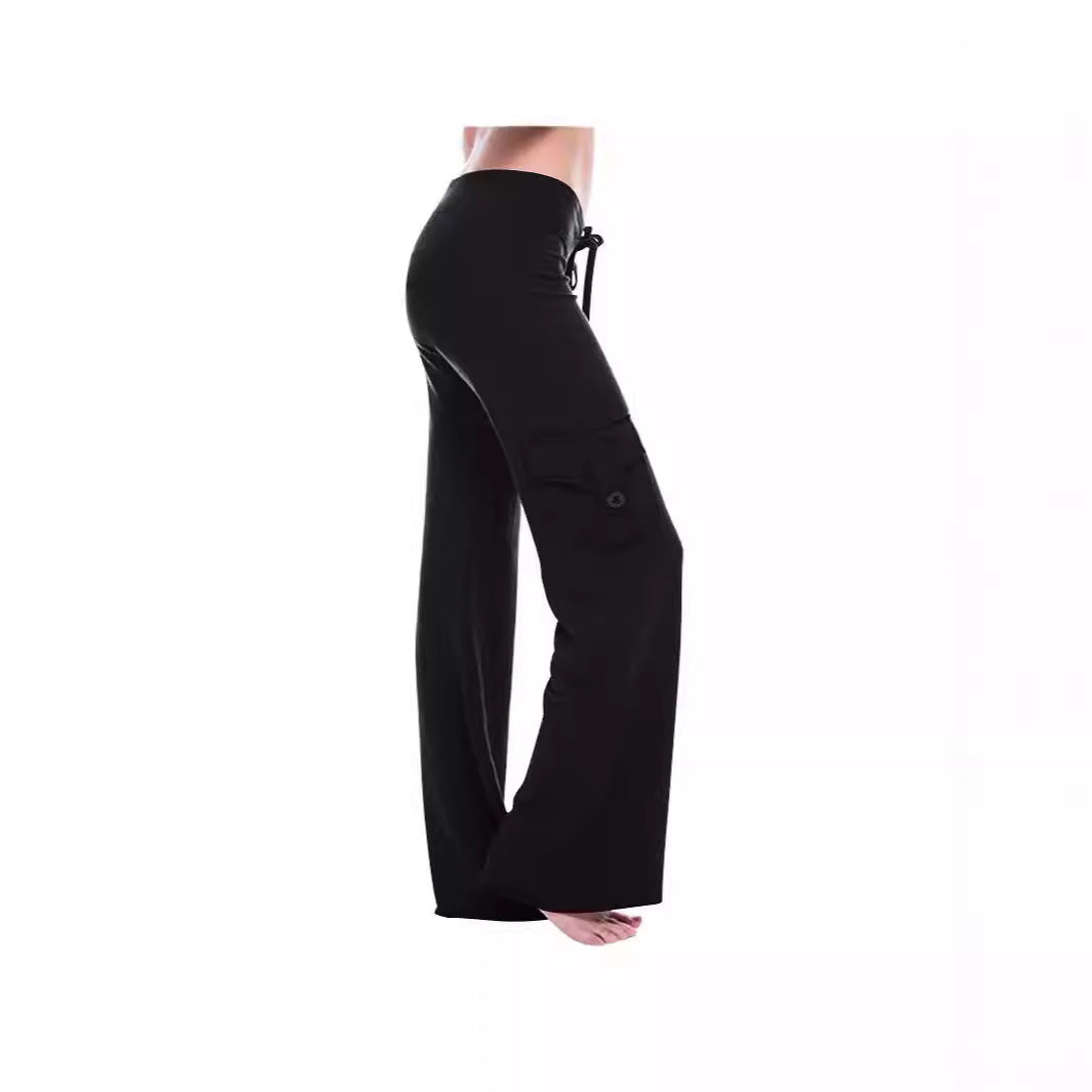 Women's Comfortable Casual Pants with Side Pockets and Elastic Waist