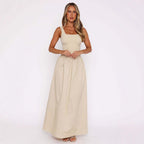 Women's Maxi Skirt with Elastic Waist and Flowy Cut