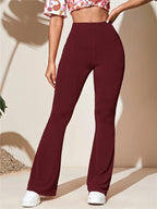 Women's Elegant Loose Flared Pants with Ribbed Texture
