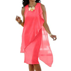 Women's Asymmetrical Chiffon Dress with Flowing Cut