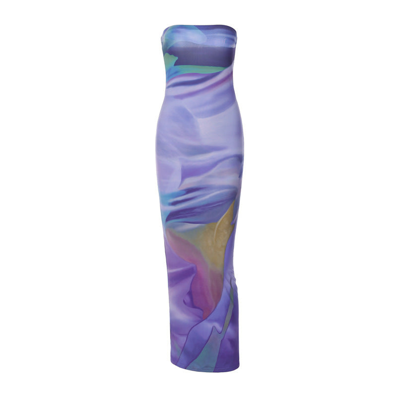 Women's Bodycon Maxi Dress with Off-the-Shoulder Design and Gradient