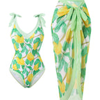 Women's Floral Swimsuit with Sheer Wrap Skirt