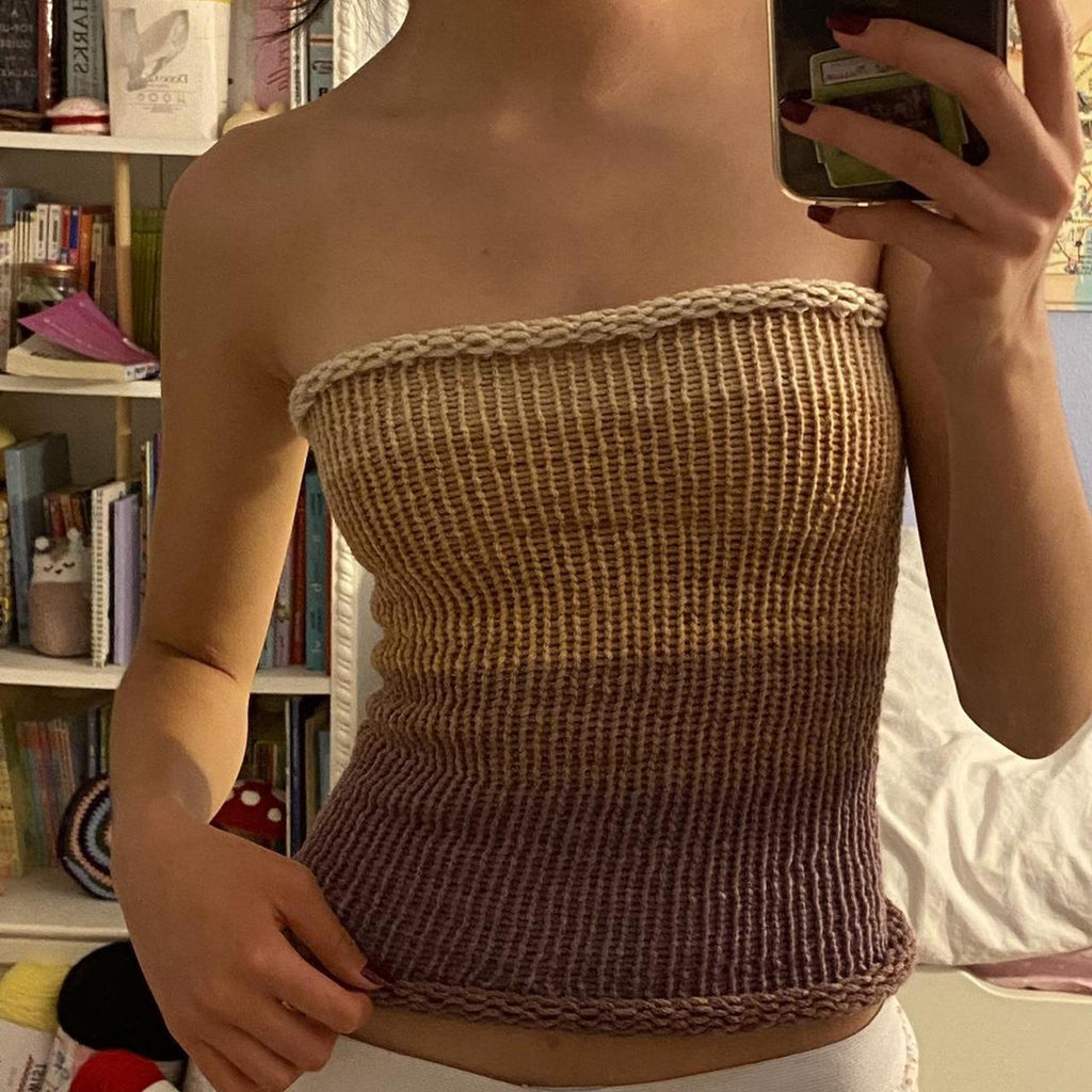 Women's Bandeau Top with Colorful Stripes