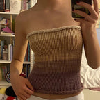 Women's Bandeau Top with Colorful Stripes