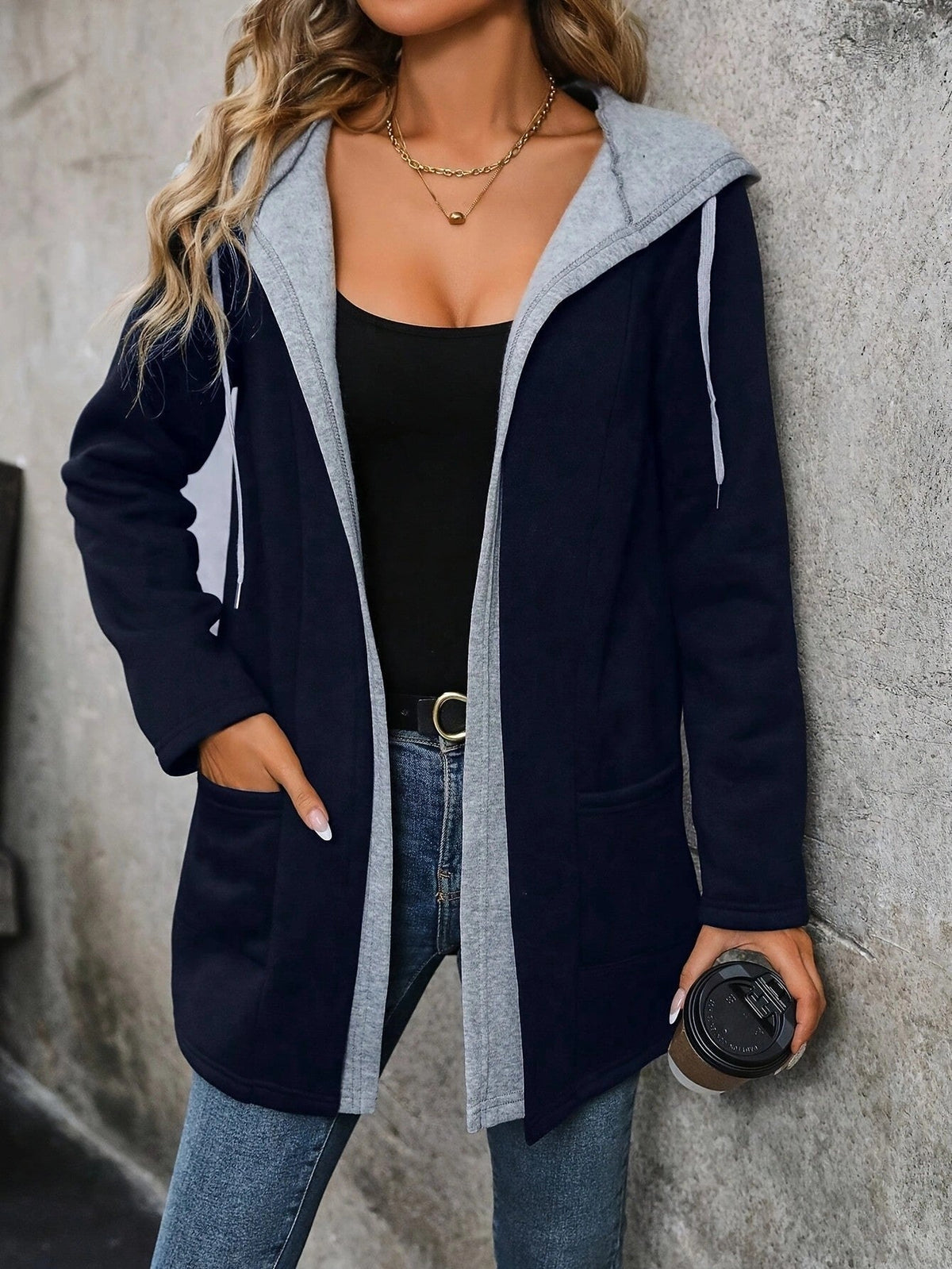 Women's Hooded Cardigan with Pockets