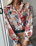 Women's Elegant Floral Blouse with Puff Sleeves