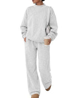 Women's Casual Lounge Set with High Stand-Up Collar and Loose Sweatpants