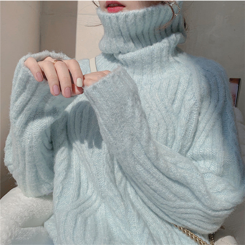 Women's High-Neck Chunky Knit Sweater