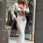 Elegant and Airy Beach Robe with Deep V-Neck and Silky Finish