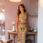 Women's Elegant Two-Piece Set with Floral Pattern