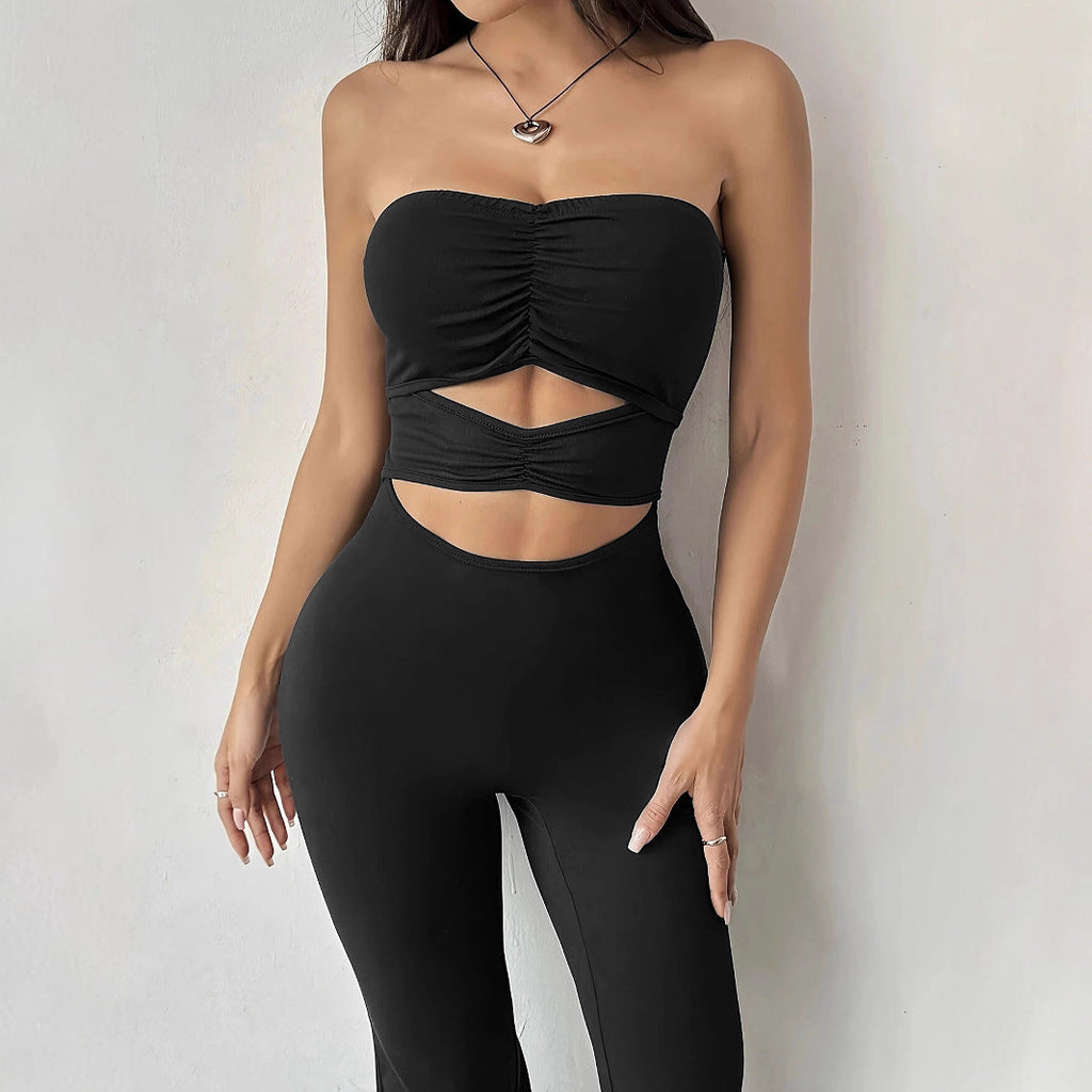 Women's Bustier Jumpsuit with Flared Legs
