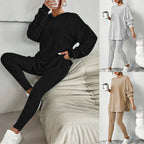 Women's Leggings Set with Textured Long-Sleeve Top