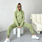 Women's Comfortable Hoodie Tracksuit Set with Elastic Cuffs