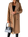 Women's Elegant Double-Breasted Coat with Modern Cut and Pockets