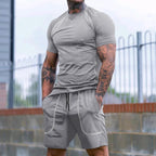 Men's Raglan-Fit Short Sleeve Shirt and Drawstring Shorts Set