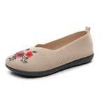 Women's Ballet Flats with Floral Embroidery and Flexible Footbed