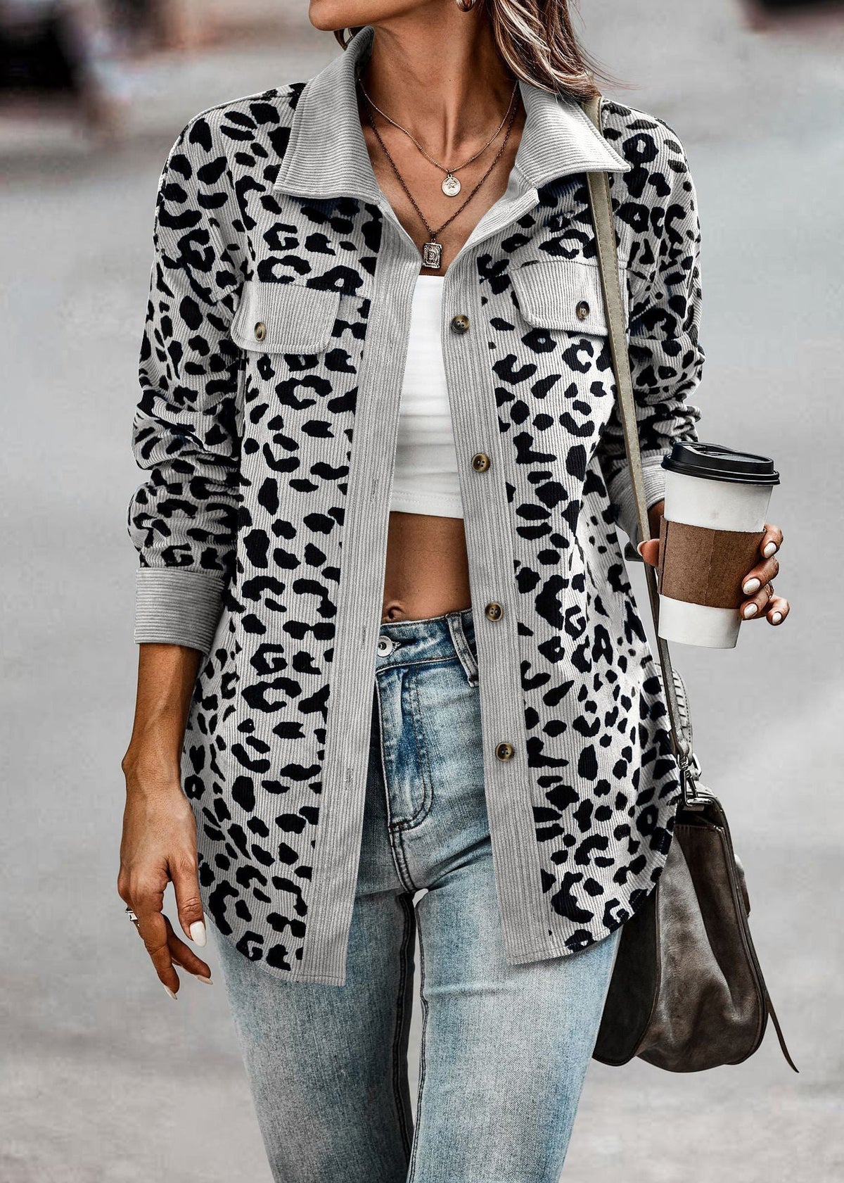 Women's Fashionable Leopard Print Overshirt