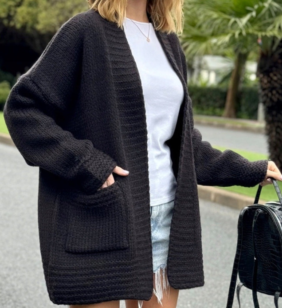 Women's Chunky Knit Cardigan with Pockets