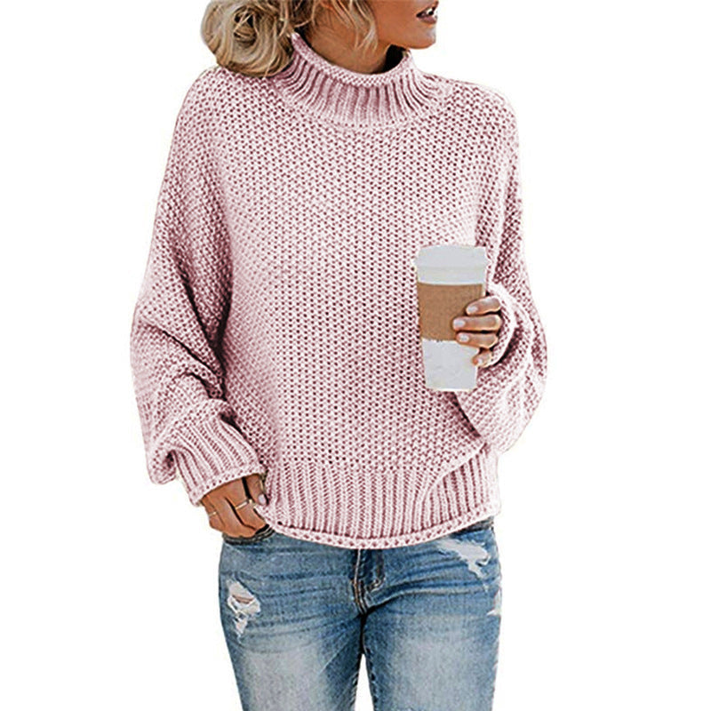 Women's Cozy High-Neck Sweater with Textured Knit
