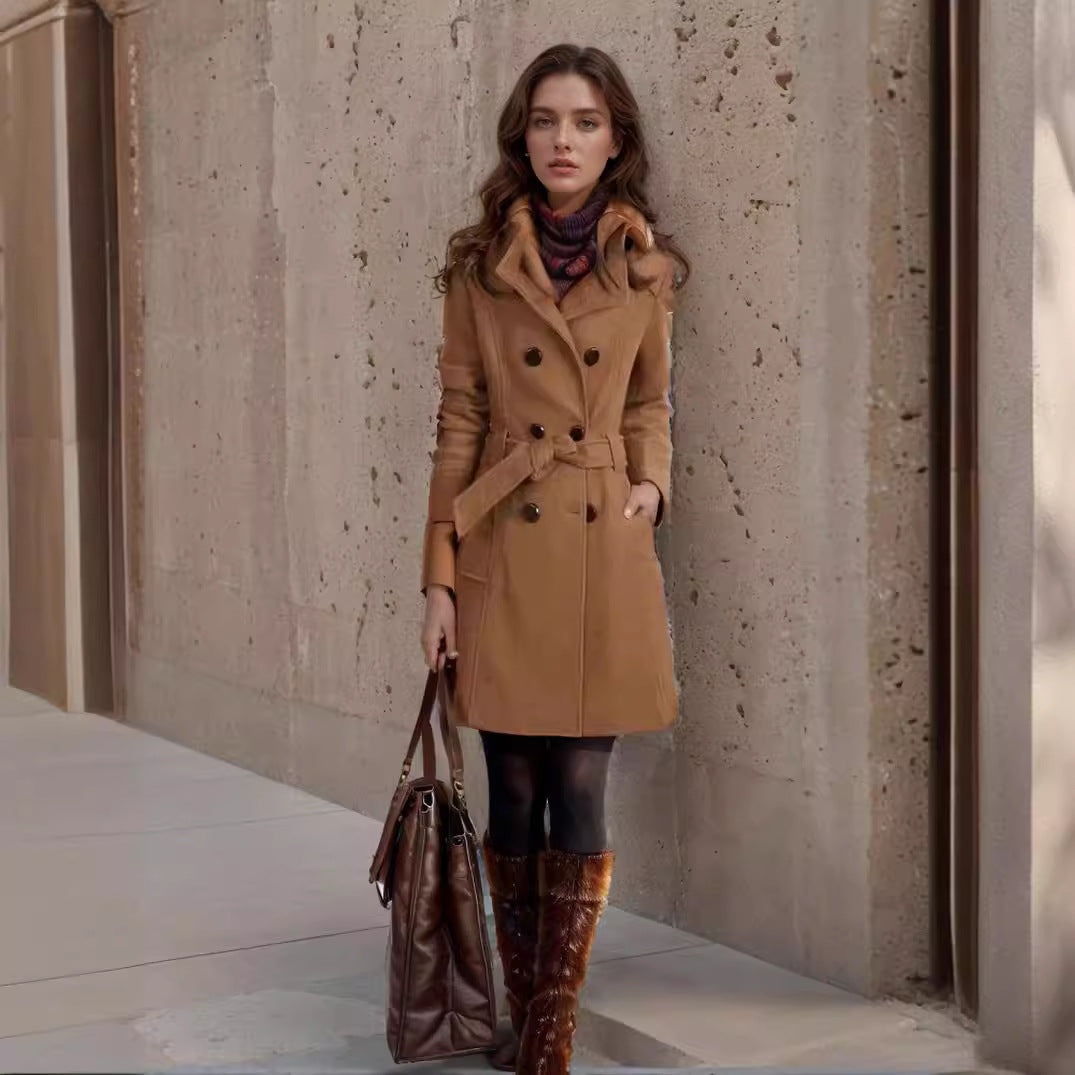 Elegant Trench Coat with Deep Lapel