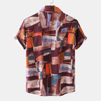 Women's Short-Sleeve Shirt with Creative Brushstroke Design