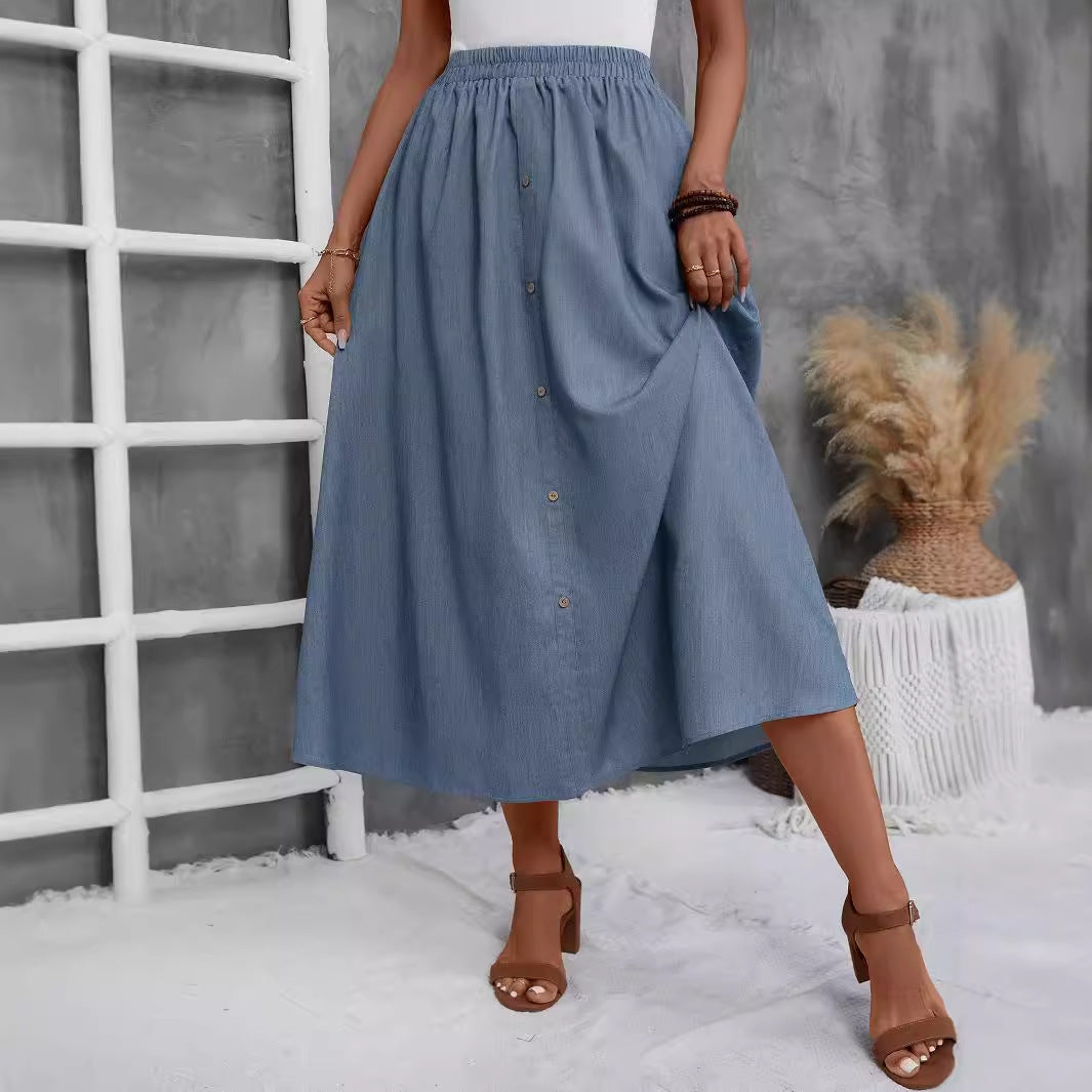 Women's Button-Front Maxi Skirt