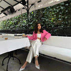 Women's Cropped Blazer with Elegant Button Details