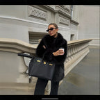 Elegant Oversized Faux Fur Coat with Wide Sleeves