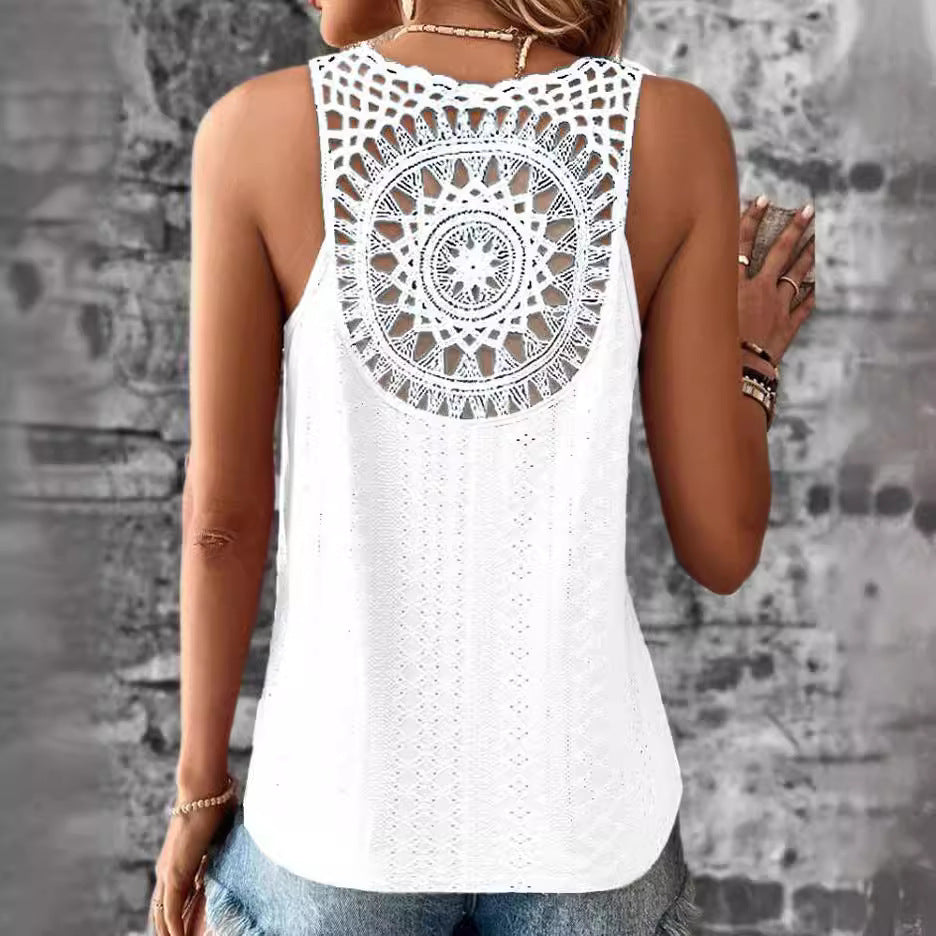 Women's Airy Crochet Shirt with Unique Back Detail