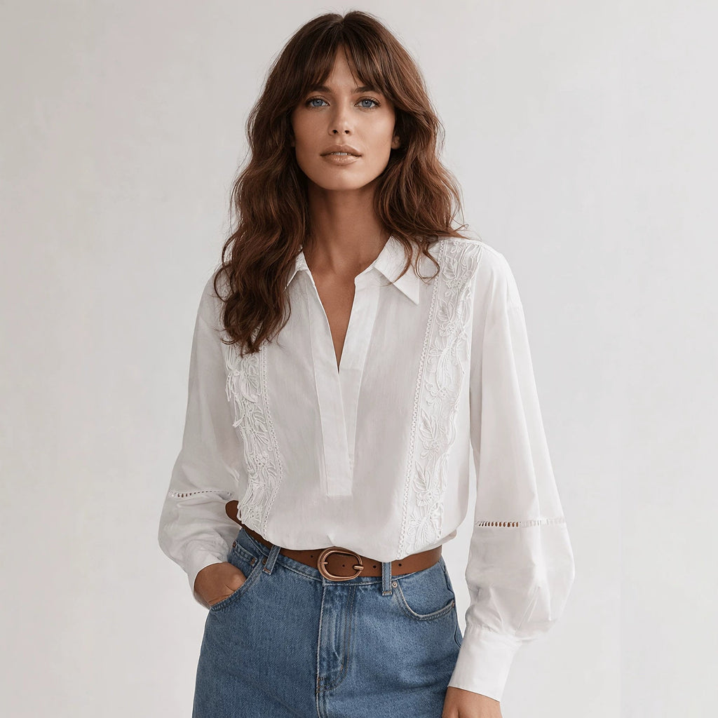 Women's Elegant Blouse with Fine Embroidery Details