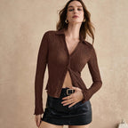 Women's Textured Long Sleeve Blouse