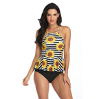 Women's Swimwear with Ruffles and Floral Appliqués