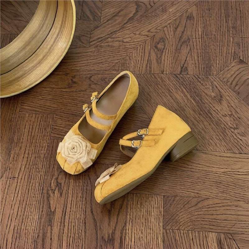 Women's Ballet Flats with Decorative Flower Motif