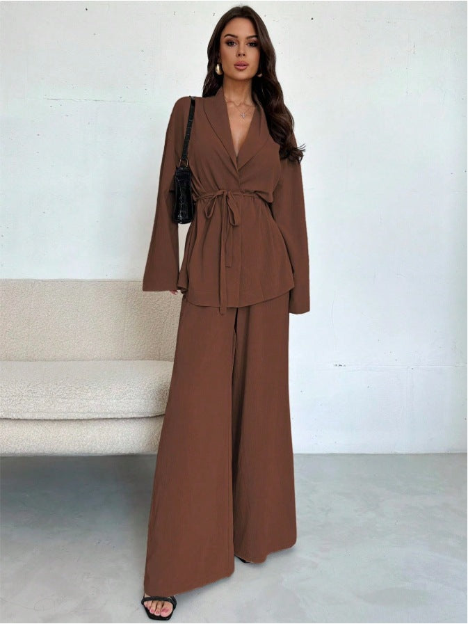 Elegant Soft Jumpsuit with Tie Belt