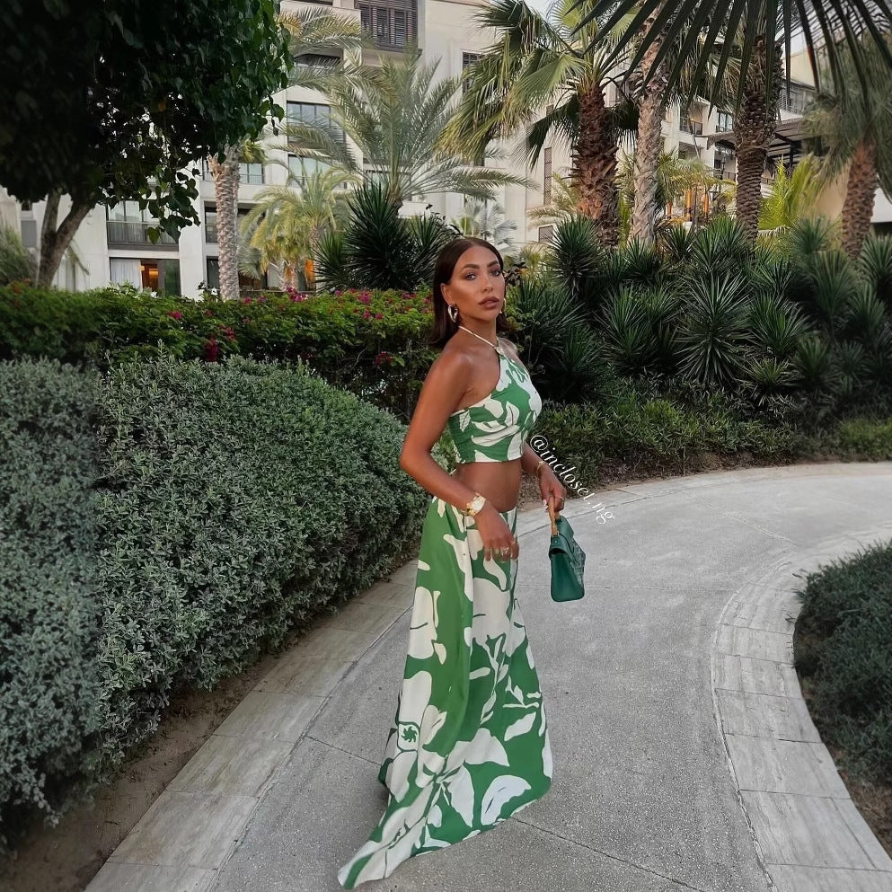 Women's Floral Maxi Skirt with Elastic Waistband