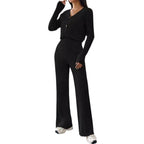 Elegant Knit Lounge Set with V-Neck