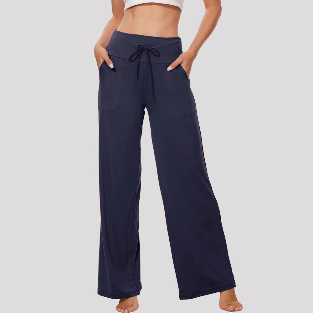 Women's Comfortable Wide-Leg Casual Pants with Drawstring