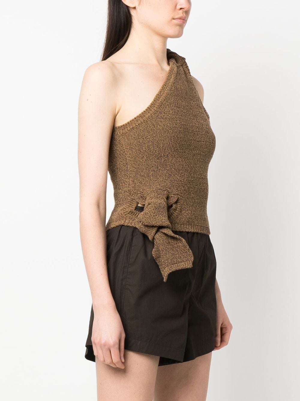 Women's Asymmetrical Knit Top with Decorative Knot