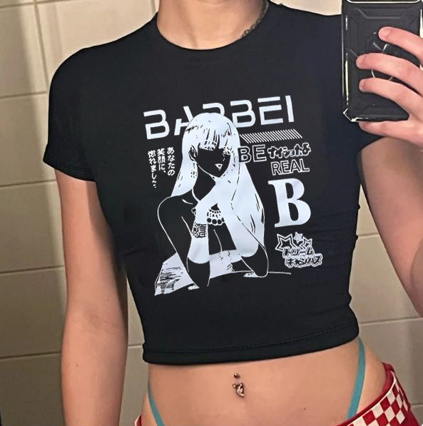 Women's Crop T-Shirt with Creative Skeleton Design and Inspiring Lettering