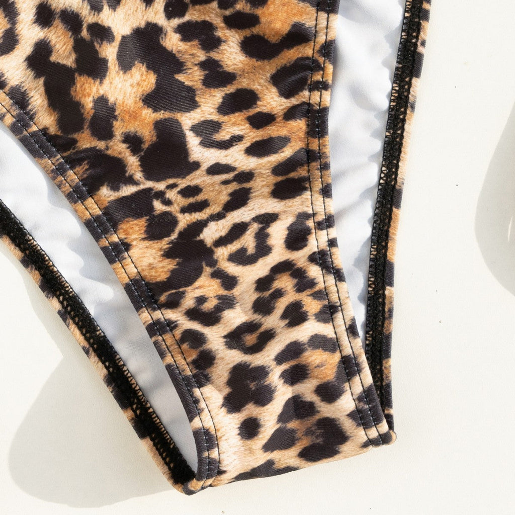 Women's Asymmetrical Bandeau Bikini with Gold Accents