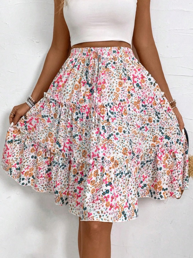Women's Airy Wrap Skirt with Ruffle Details
