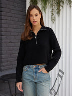 Women's Cozy Pullover with Collar and Zipper