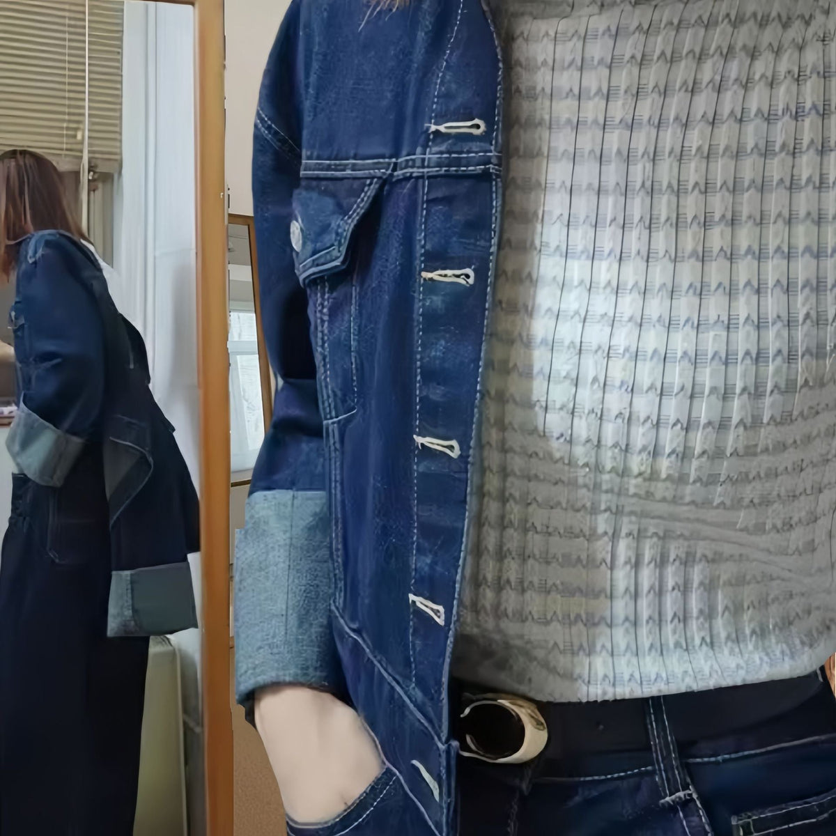 Women's Cropped Denim Jacket with Structured Cut