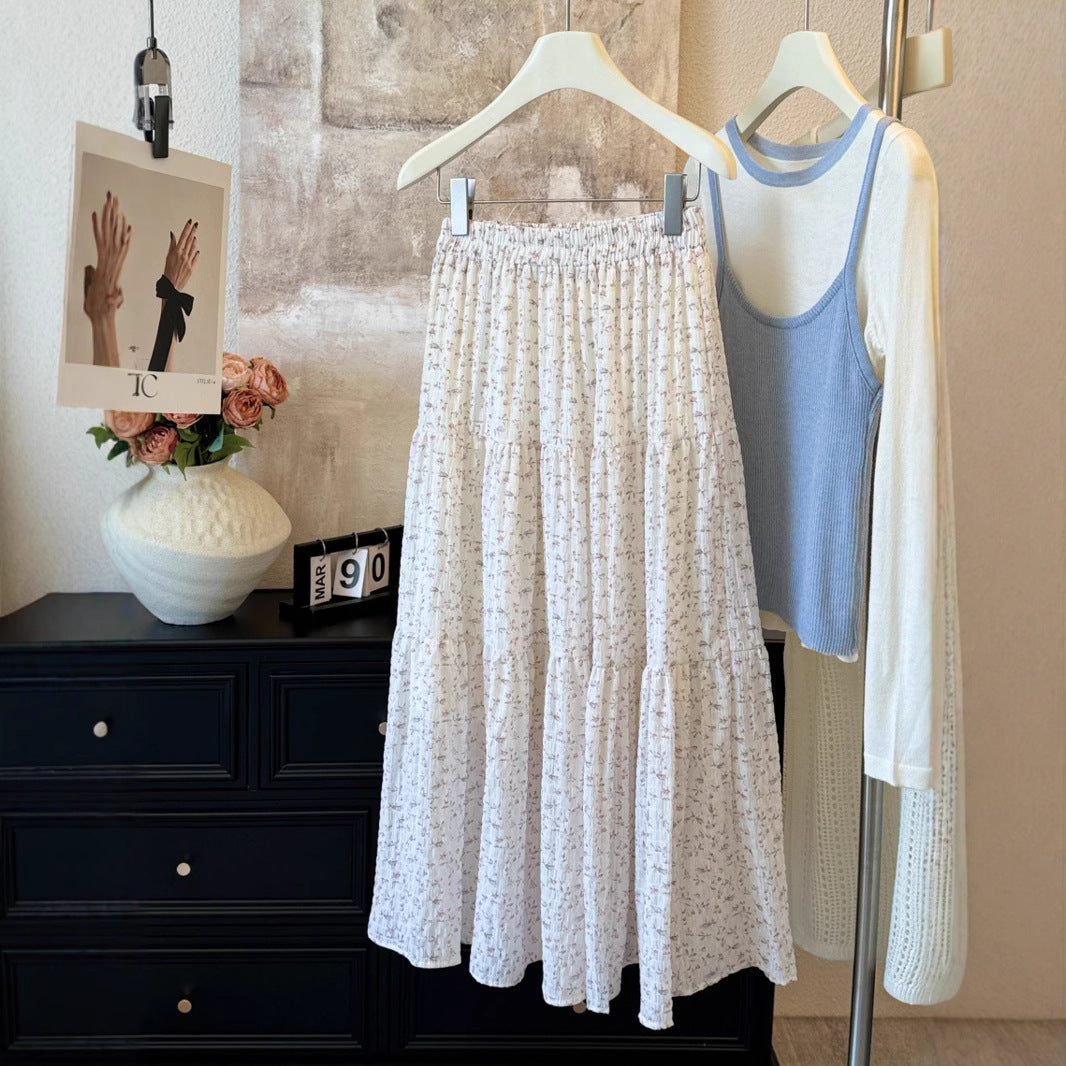Women's Maxi Skirt with Romantic Floral Pattern