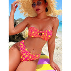Women's Floral Bandeau Bikini with Adjustable Straps