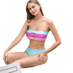Women's Bandeau Bikini with Cut-Out Design and High Waist