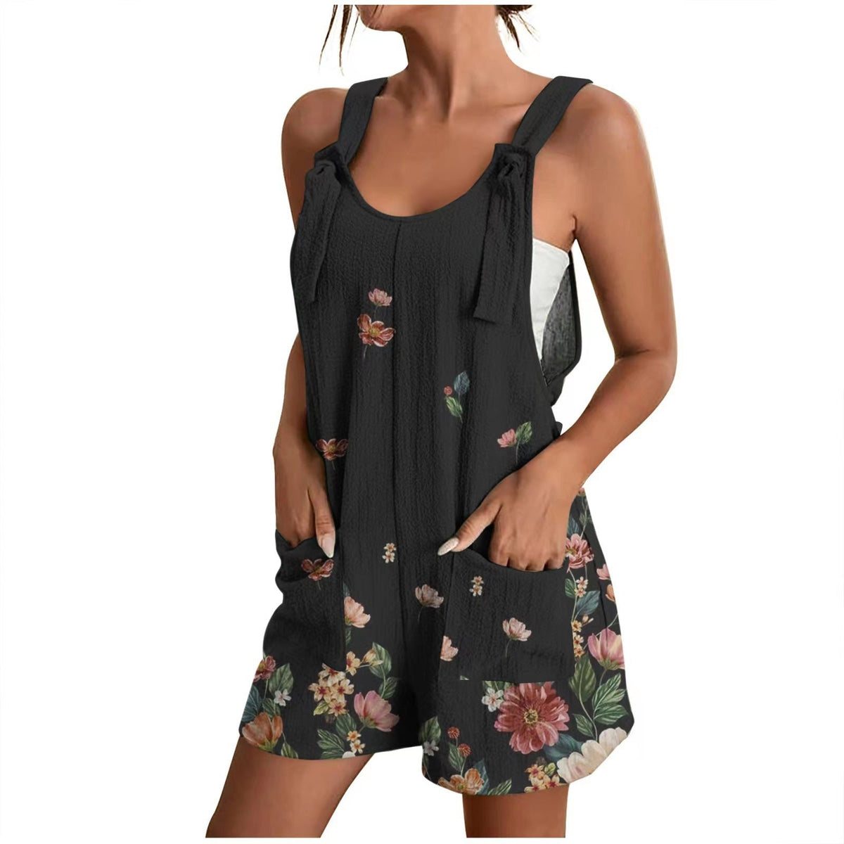 Women's Casual Floral Jumpsuit with Pockets