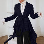 Women's Elegant Tailored Blazer with Asymmetric Cut and Belt