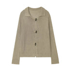 Women's Knit Cardigan with Elegant Buttons and Textured Finish